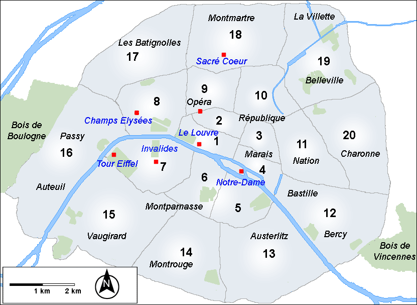Paris arrondissement districts