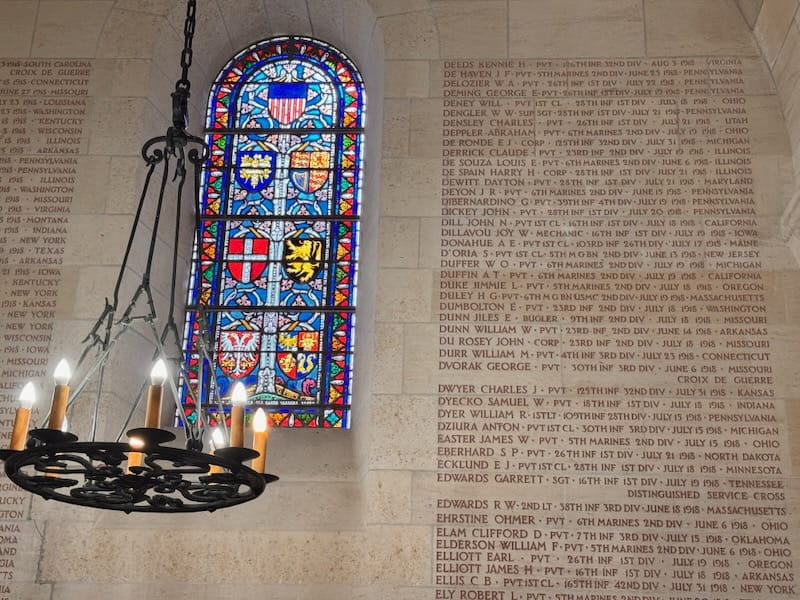 Names on the chapel wall at Aisne Marne American Cemetery Names on the chapel wall at Aisne Marne American Cemetery