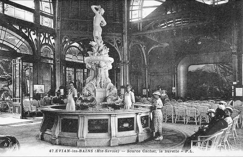 A postcard showing the original Evian water source A postcard showing the original Evian water source