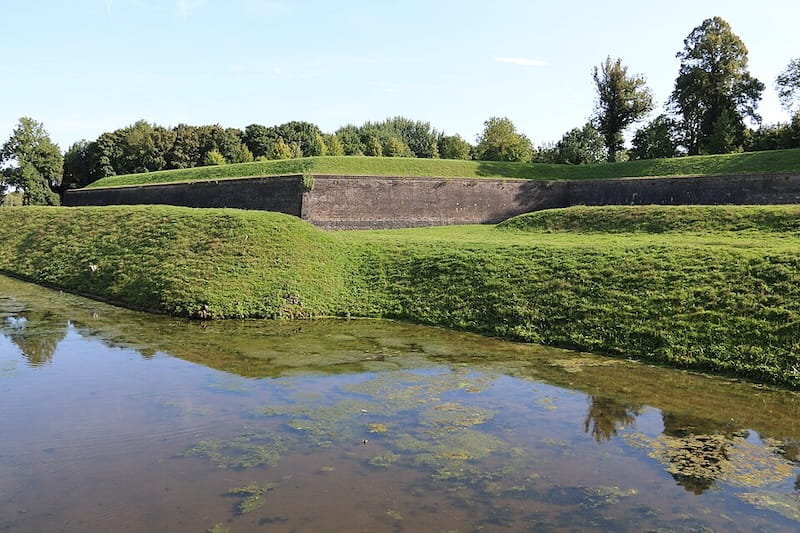 Walls of the Arras Citadel and mounds of earth