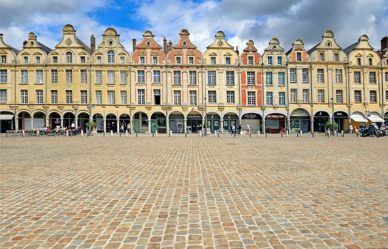 Facades along the Place des Heros in Arras