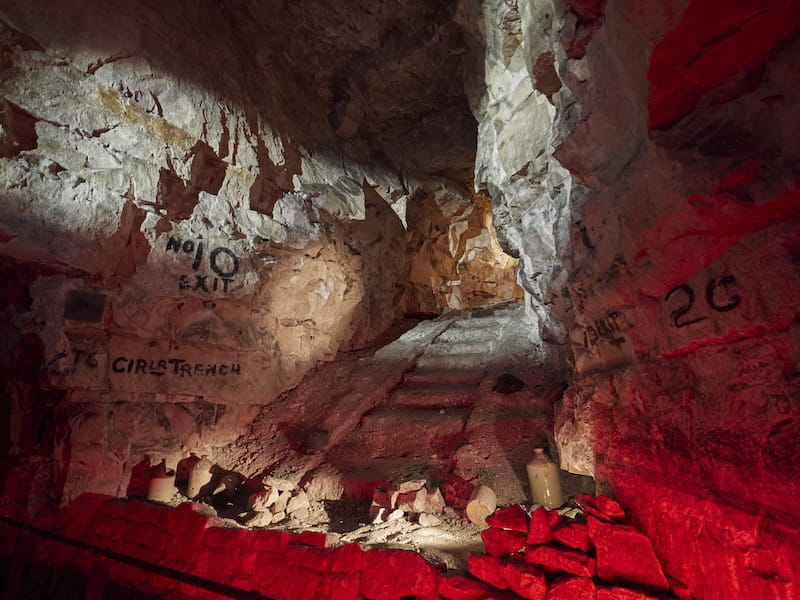 Red light inside Wellington Quarry in Arras