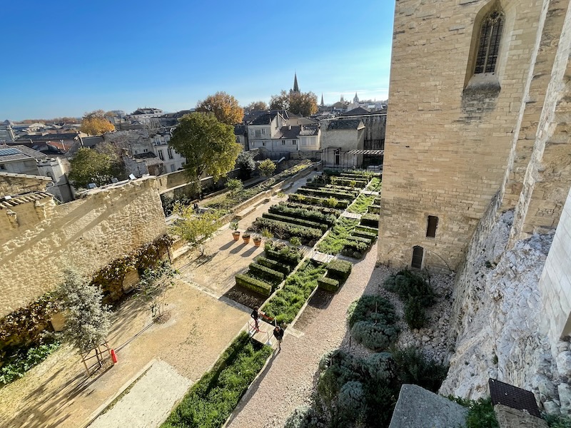 Avignon Popes Palace garden aerial view Avignon Popes Palace garden aerial view