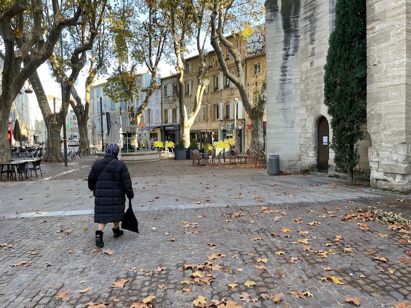 Place des Corps Saints in Avignon in winter