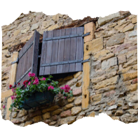 Thumbnail - most beautiful villages of France, stone wall and shutter