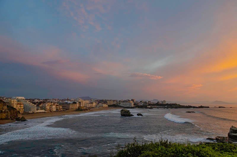 sunset in Biarritz, along the French Basque coast