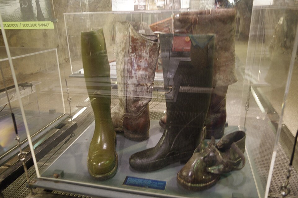 Workers' boots in the Paris Sewer Museum