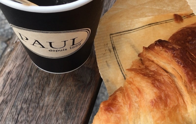 Breakfast with croissant at Paul's