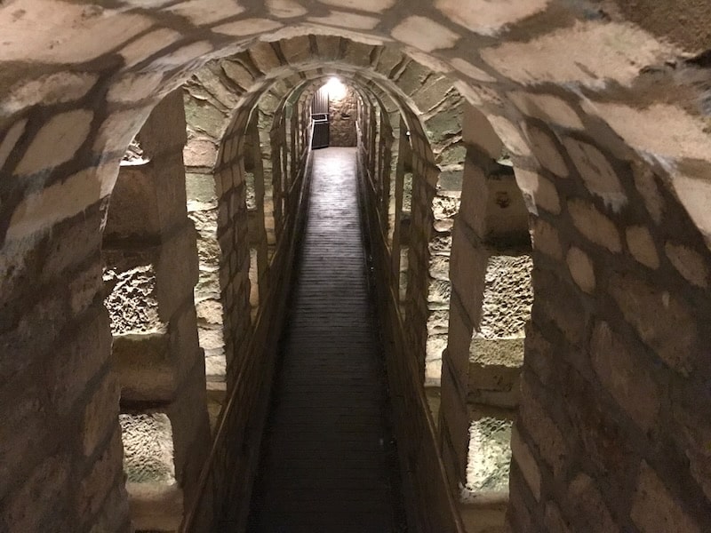 Hallway in Paris catacombs