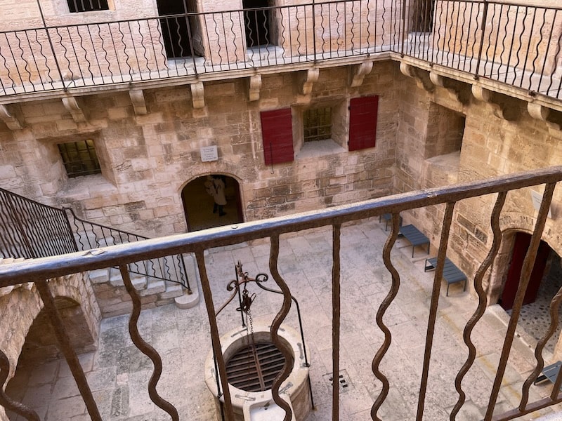 View of the inner courtyard at Chateau d'If, a historical fortress off Marseille.