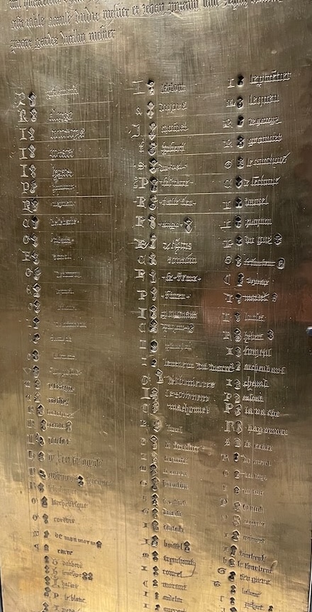Stamps of Rouen goldsmiths at the Cluny Museum