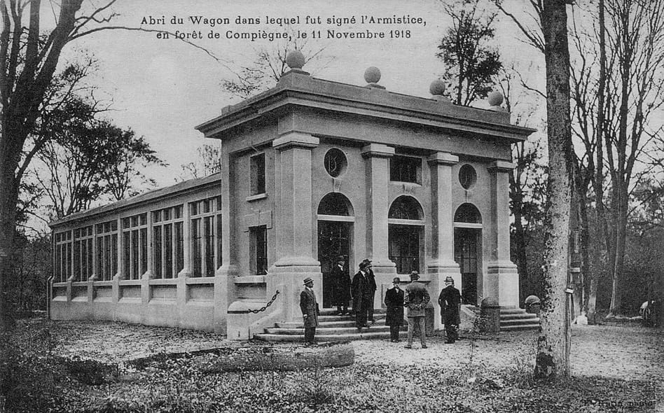 Former museum at Compiegne Forest holding the original railway car in which the armistice was signed