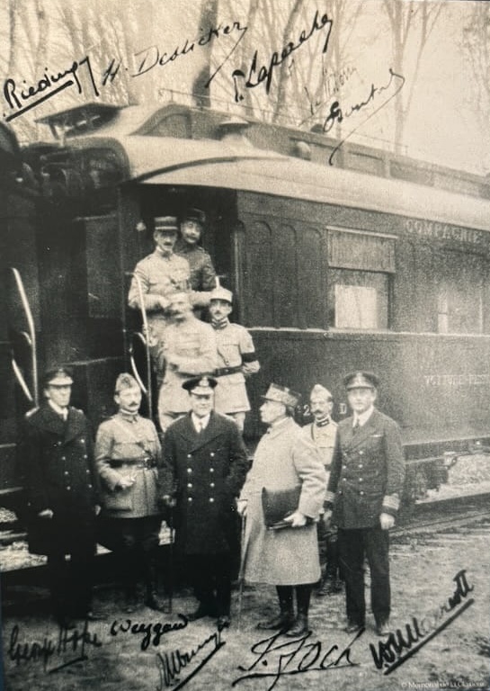Photos of the 1918 Armistice displayed at the Armistice Museum in Compiegne