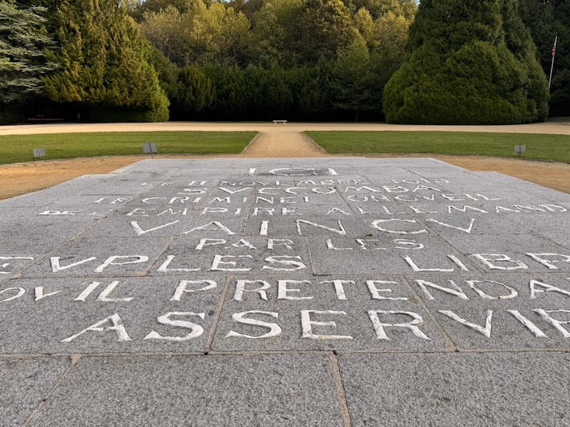 Memorial stone slab at the armistice clearing near Compiegne