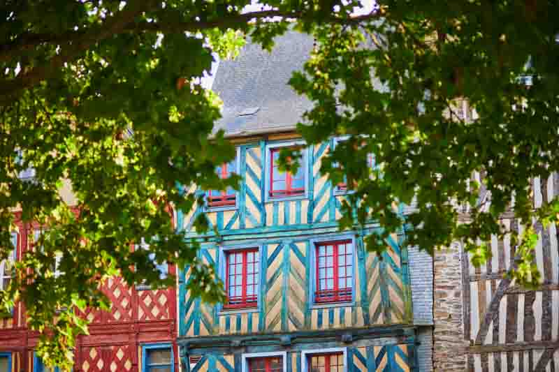 Colourful half-timbered houses in Rennes, France