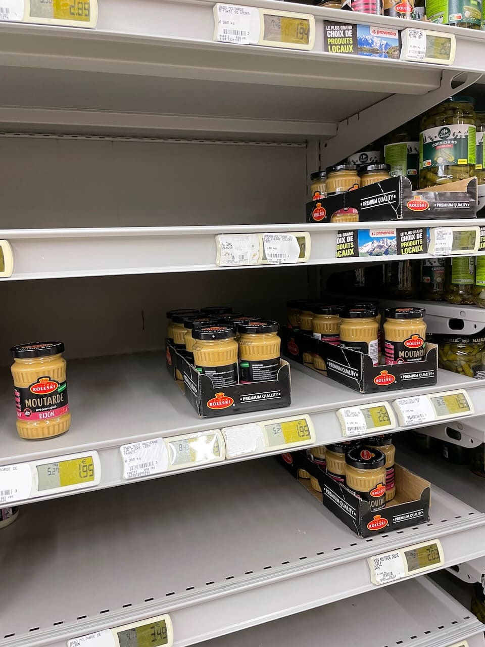 Empty shelves during Dijon mustard shortage
