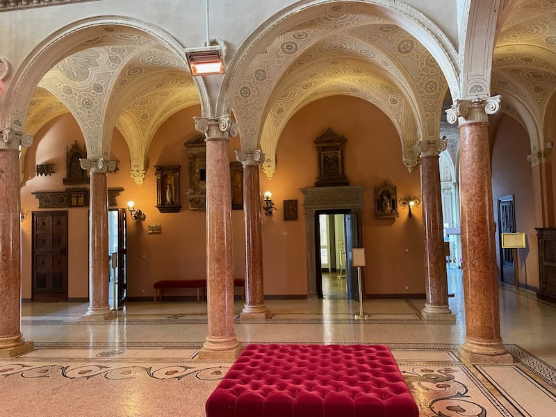 Pink marble columns at the Villa Ephrussi