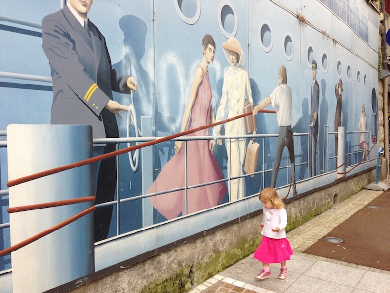 Mural on a street in Evian France Mural on a street in Evian France