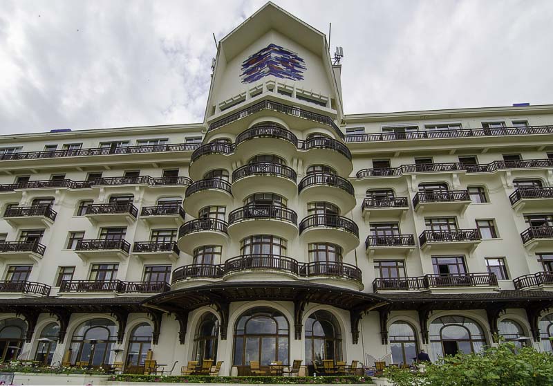 Frontal view of Royal Hotel in Evian les Bains today