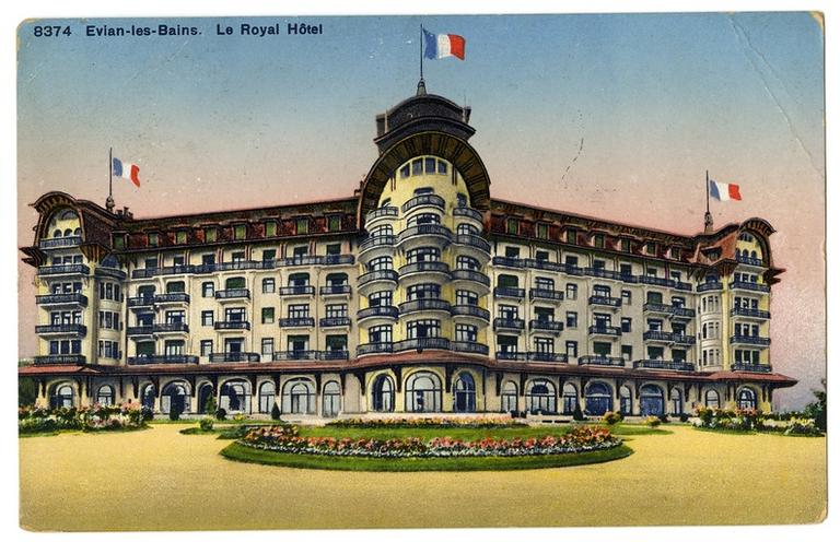 Postcard of the old Royal Hotel in Evian France Postcard of the old Royal Hotel in Evian France