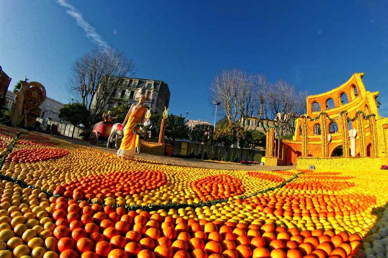 Fete du Citron display in bright yellow and orange