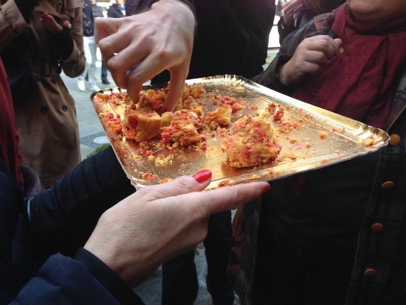 Pralines being served on a food tour in Lyon