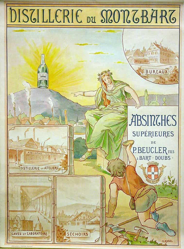 Belle Epoque poster extolling the virtues of absinthe, one of the most famous French drinks