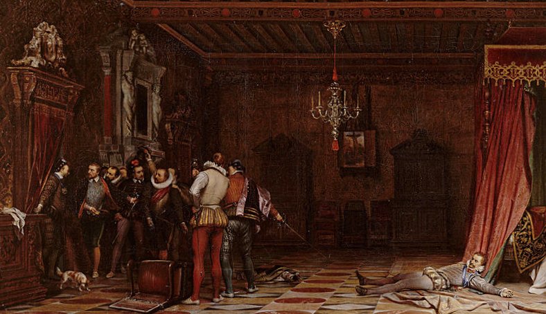 Blois, one of the castles of Loire Valley - painting of the assassination of the Duc de Guise