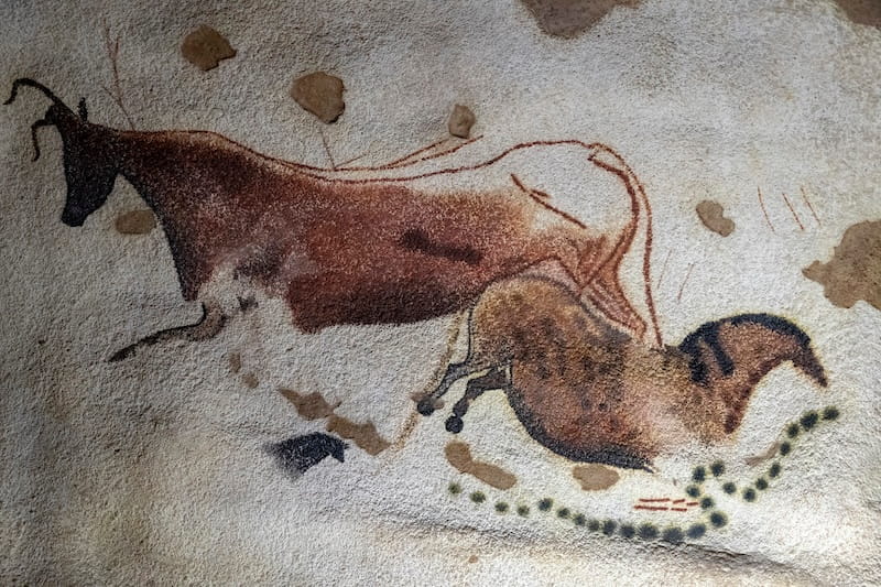 Close-up of Lascaux cave prehistoric designs