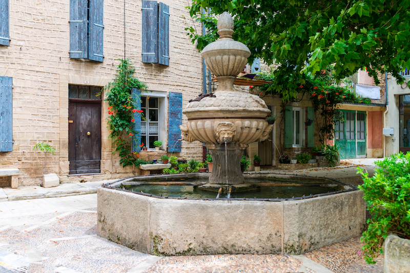 A charming square in the village of Ansouis in the Luberon, Provence