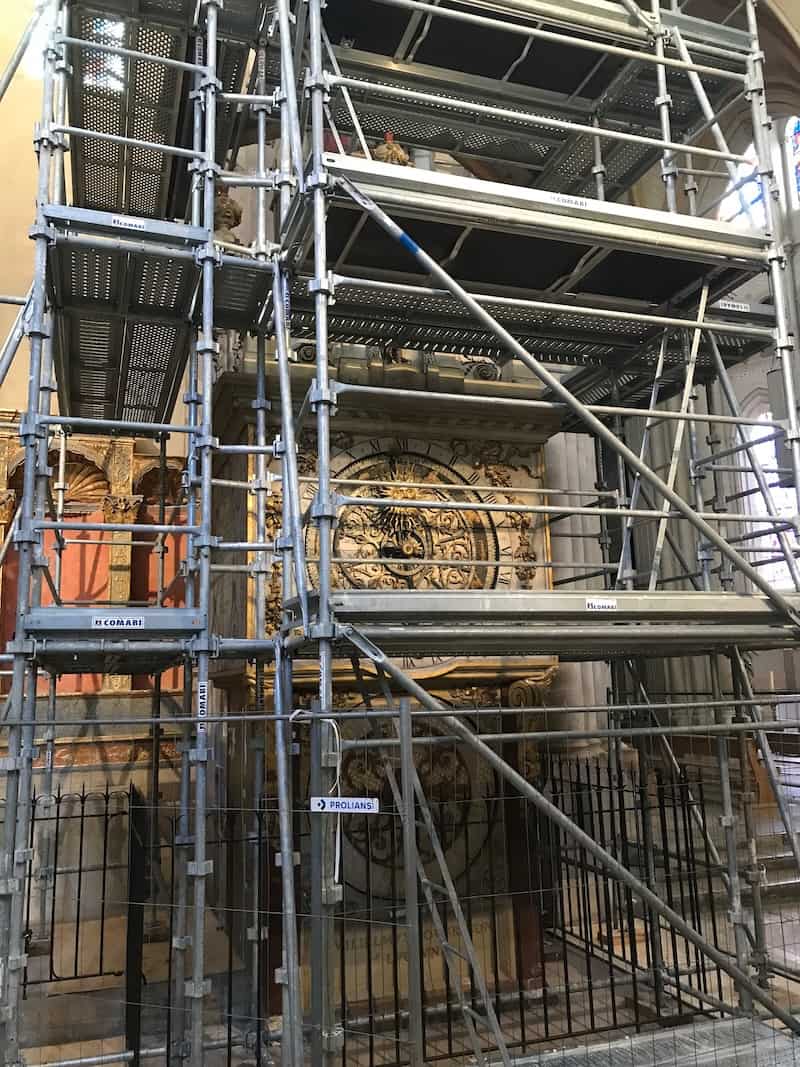 lyon astronomical clock under scaffolding lyon astronomical clock under scaffolding