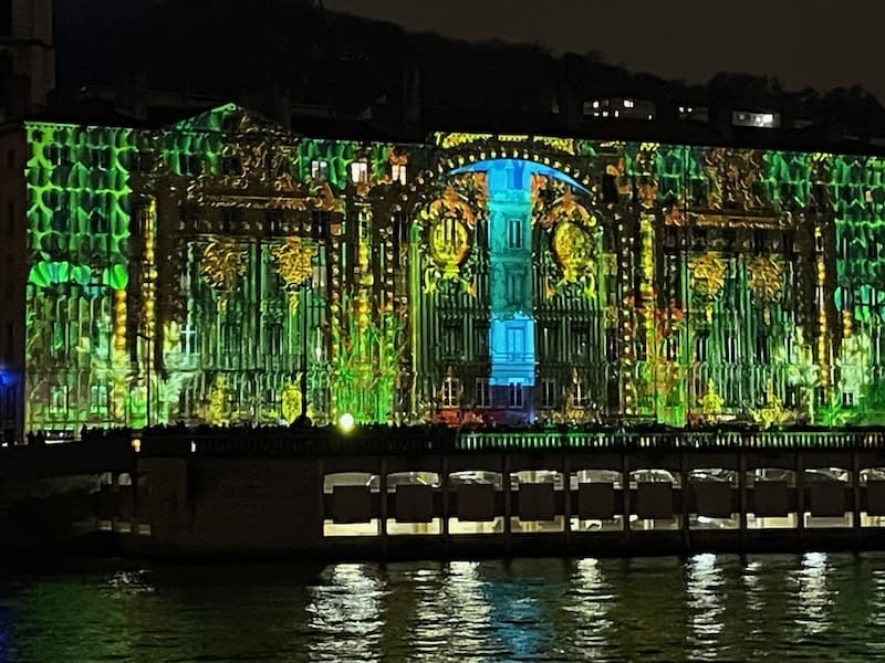 Lyon light fest from blue to green
