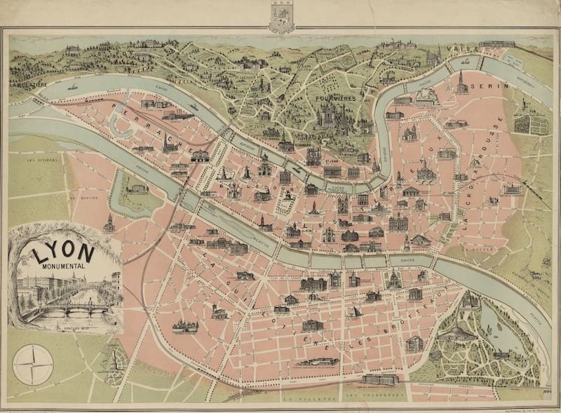 Ancient map of Lyon Ancient map of Lyon