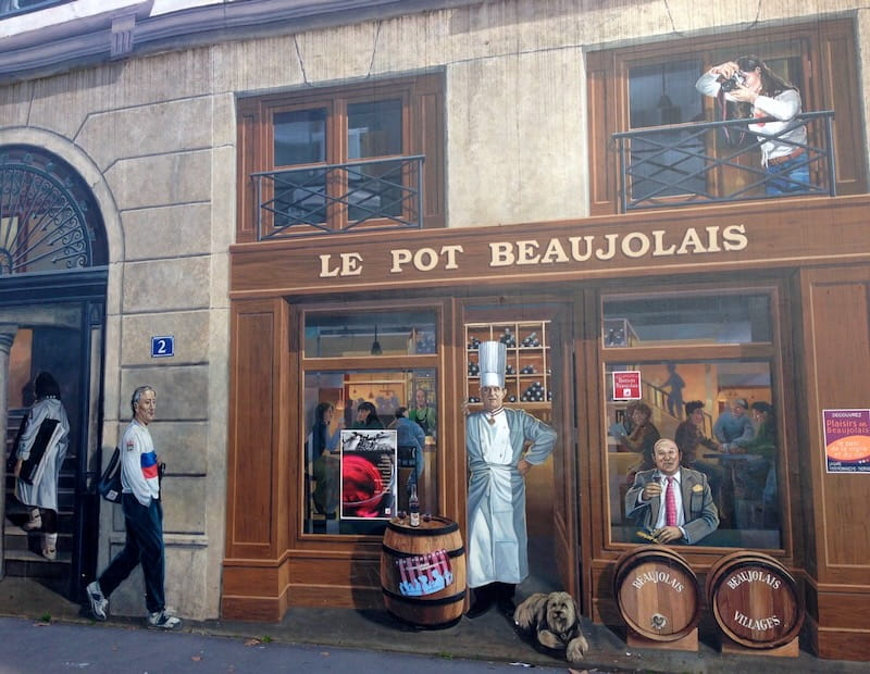 Pot Beaujolais mural - sophisticated street art, Lyon Pot Beaujolais mural - sophisticated street art, Lyon