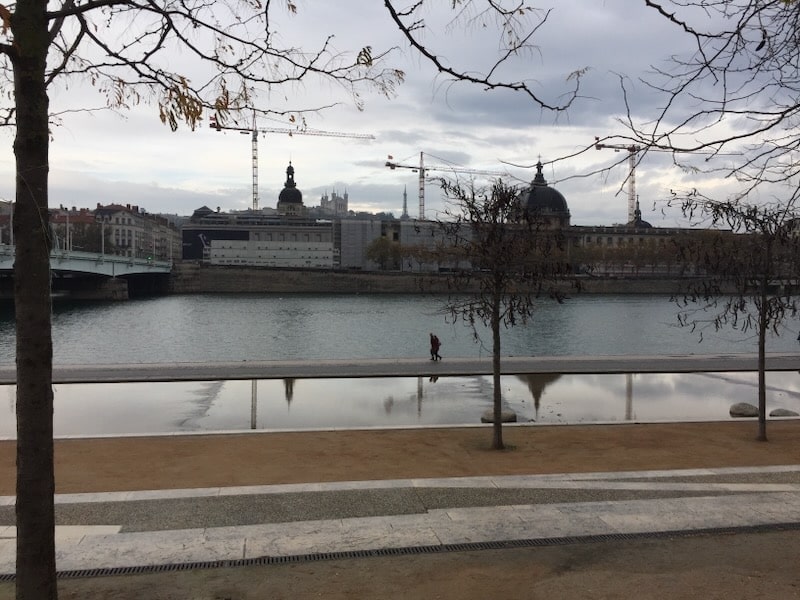 Cold and rainy winter day in Lyon