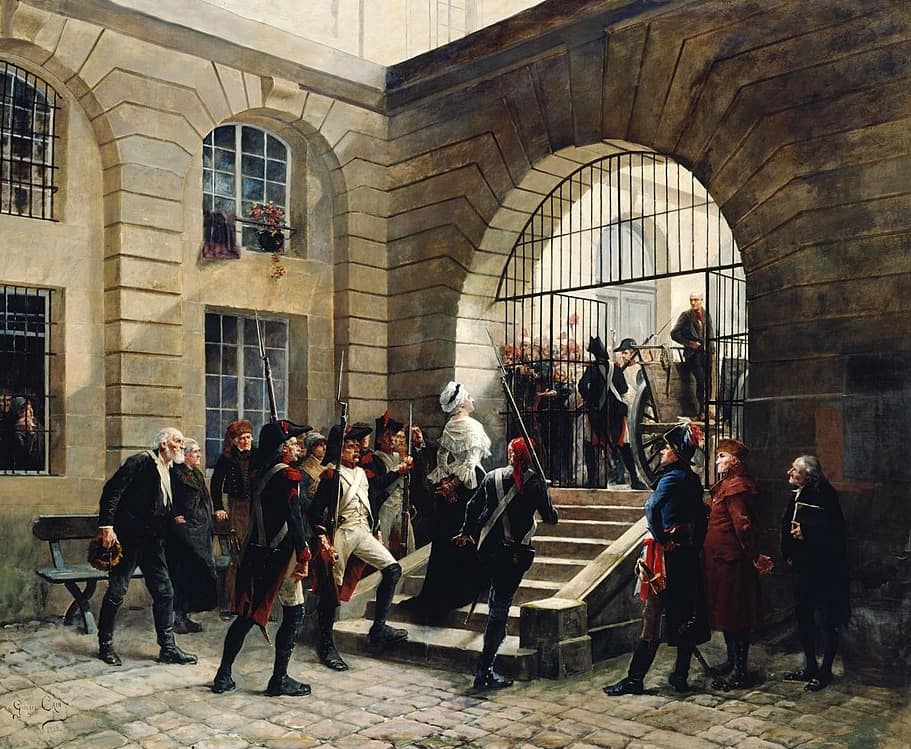 Painting of Marie-Antoinette being led from the Conciergerie to the guillotine