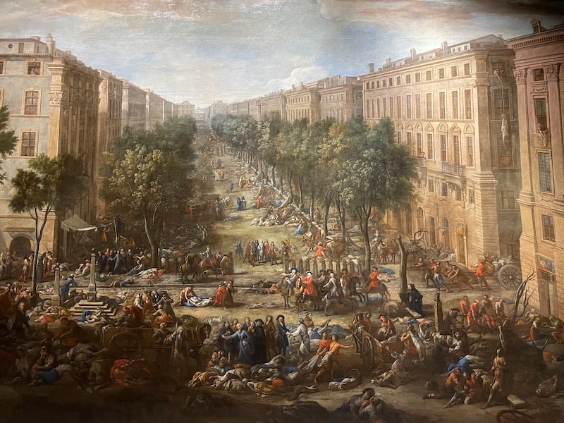 Closeup of a painting by Michel Serre in Marseille Fine Arts Museum depicting deaths during the 1720 plague. Closeup of a painting by Michel Serre in Marseille Fine Arts Museum depicting deaths during the 1720 plague.