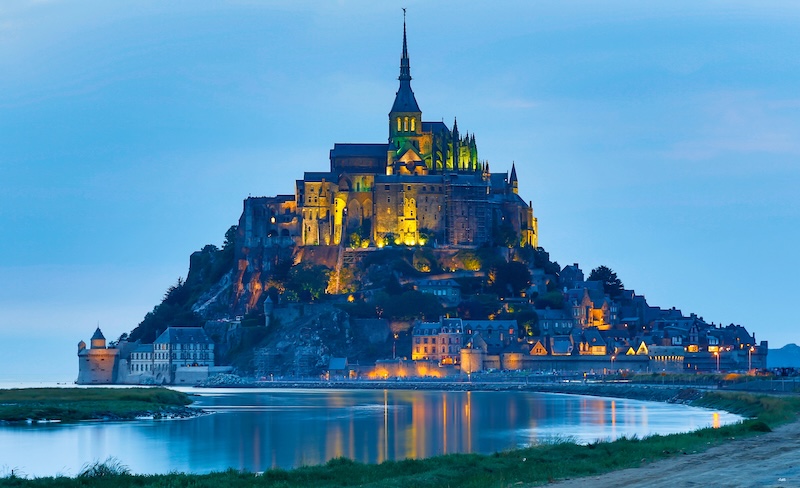 Nighttime view of Mont-Saint-Michel Nighttime view of Mont-Saint-Michel