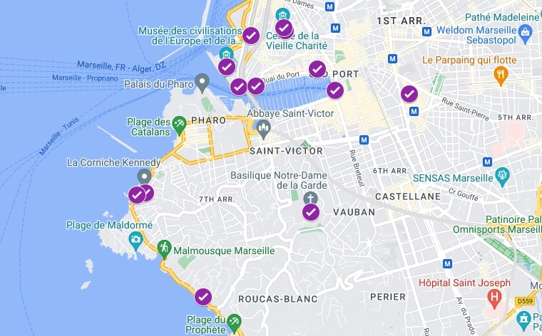 One day in Marseille map