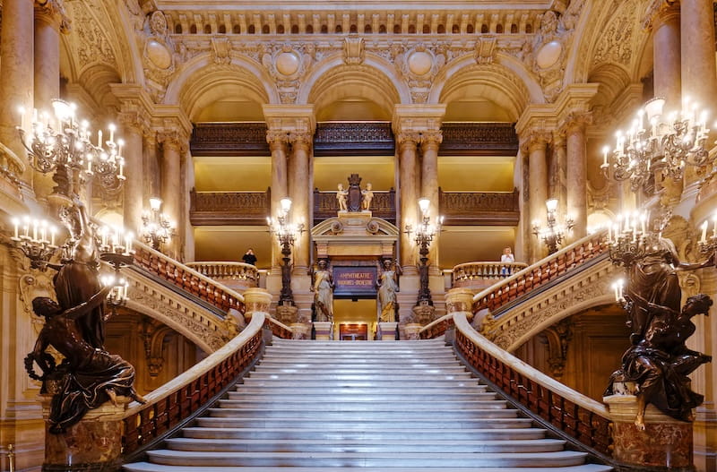Grand staircase of the Opera Garnier in Paris