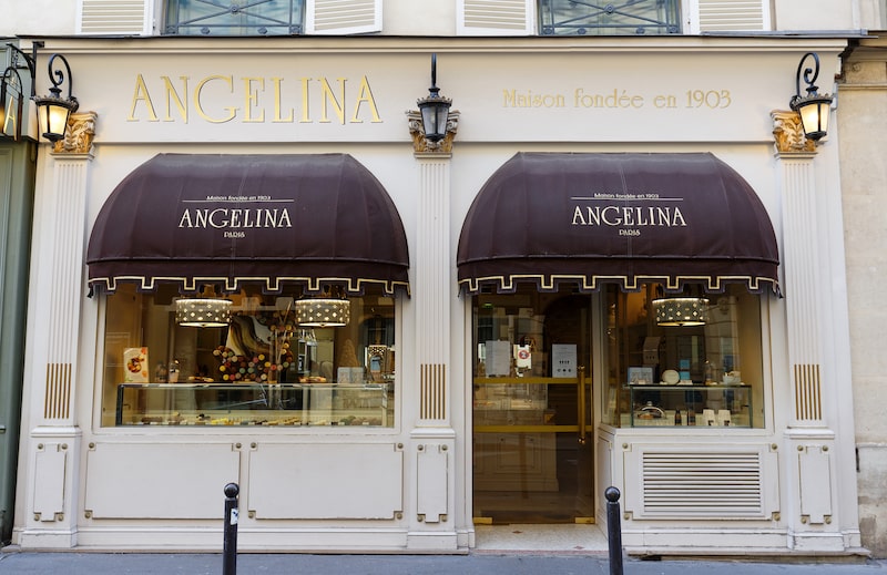 Facade of Angelina Tea Room in Paris