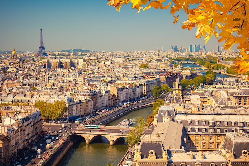Paris in autumn aerial view Paris in autumn aerial view