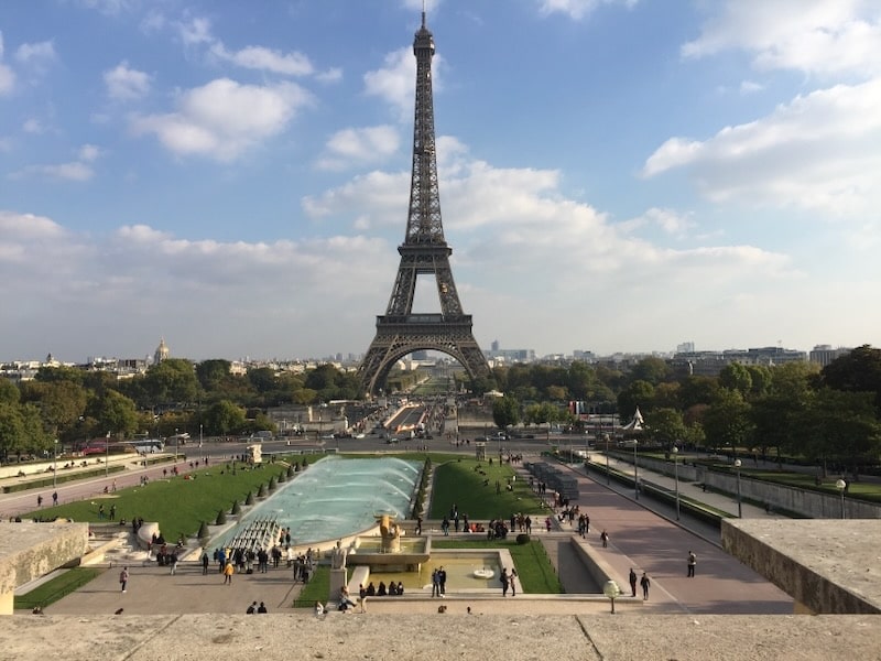Eiffel Tower in ideal Paris France weather in june