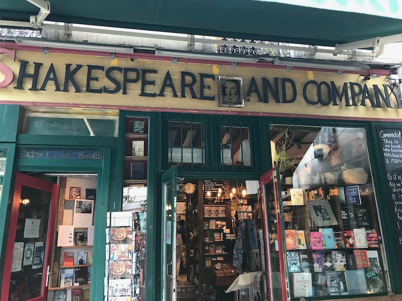 Exterior of Shakespeare and Company bookstore in Paris Exterior of Shakespeare and Company bookstore in Paris