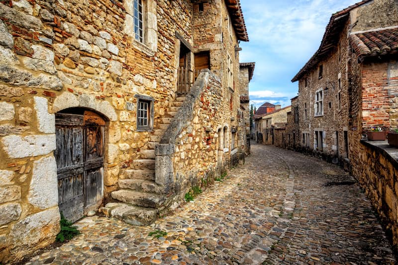 Cobblestone streets of Pérouges, one of the plus beaux villages de France