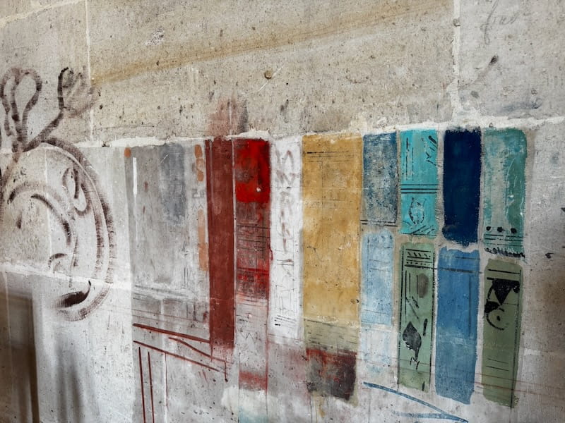 Color chart painted on the wall of the Chateau de Pierrefonds