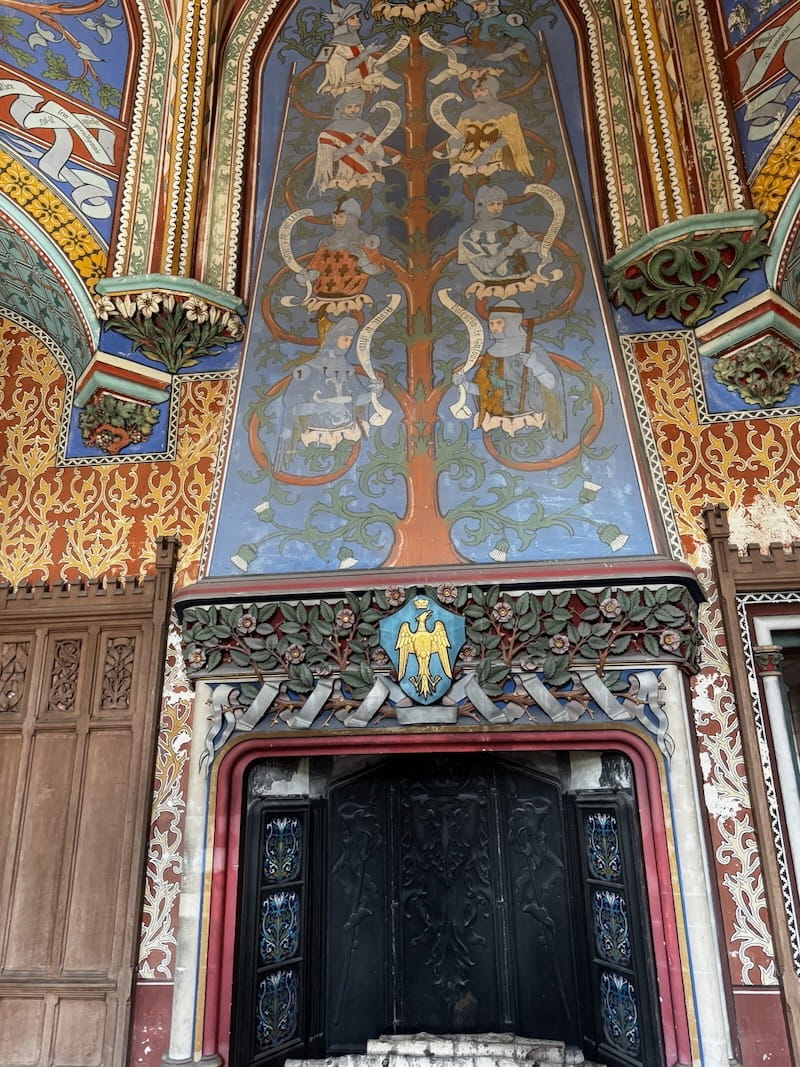 The imperial eagle motif on the walls of the Chateau de Pierrefonds in France