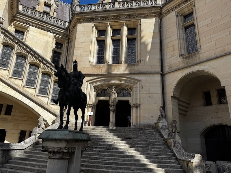 Statue of Louis d'Orleans at the entrance to Pierrefonds castle