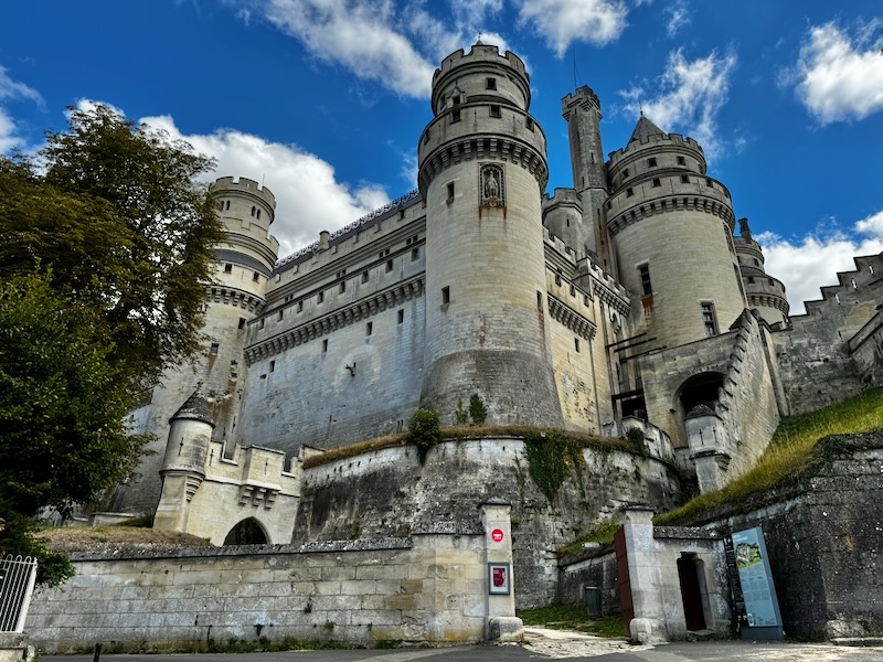Looking up at Pierrefonds castle from below