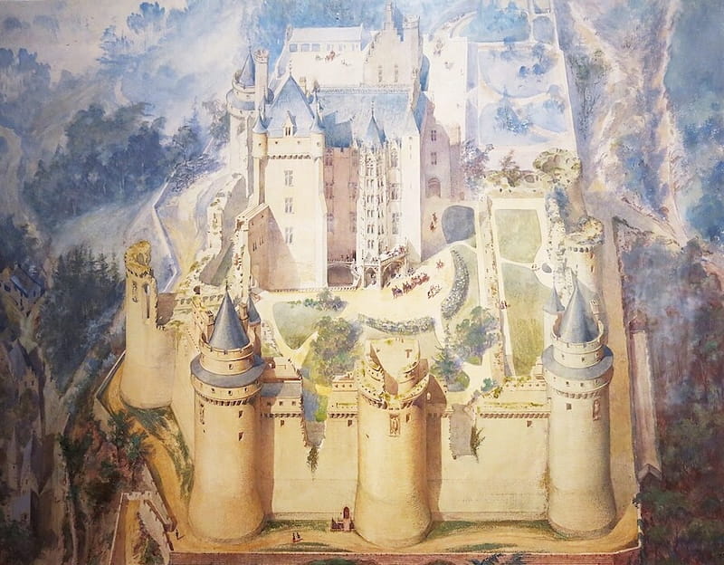 Painting by Viollet-le-Duc of his planned restauration of Pierrefonds castle